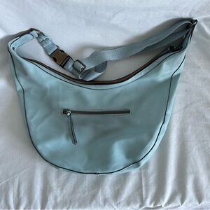 Women’s Hobo Shoulder Bag/Purse Faux Leather Robin Egg Blue Crescent Shape